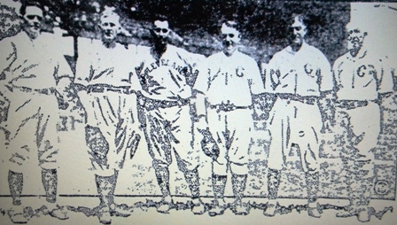Earl Moore, Cy Young, Bill Bradley, Charlie Hickman, Nap Lajoie and Chief Zimmer at the 1923 game.