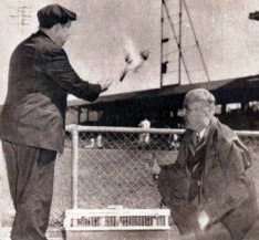 Carrier Pigeons being released at Crosley Field, Cincinnati, 1939