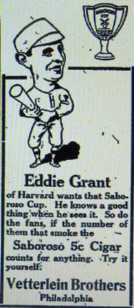 1910 Advertisement for the  Vetterlein Brothers Cigar Company; the Saboroso Cup mentioned in the ad was presented to the phillies or Athletics player with the highest batting average.