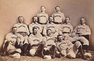 Tom York, middle row, far right, with the 1876 Hartford Dark Blues