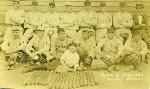1924 Laurel Lumberjacks. Roy Spruell is in the top row, third from left. The player seated on the far left in the front row appears to be future big league pitcher Ray Moss who pitched for the Brooklyn Robins and Boston Braves.