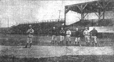 Charlie Babb takes batting practice in Indianapolis in 1902.