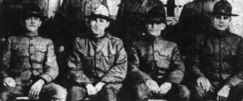 Leonard A. Wattelet, second from left with other sports directors at Camp Lewis 1917 