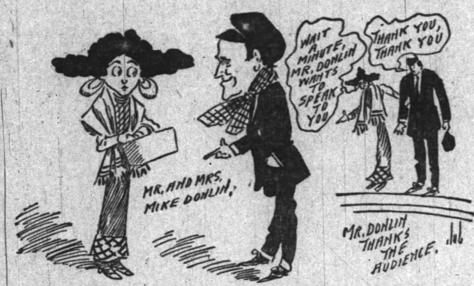 Cartoon of Donlin and Mabel Hite, 1909