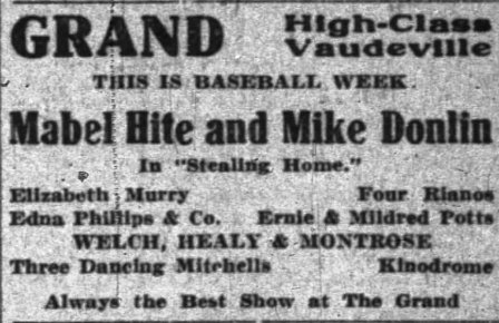 "Sliding Home" advertisement. Grand Theater, Indianapolis.