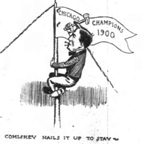 Cartoon of "pennant" being hoisted from The Chicago Tribune.