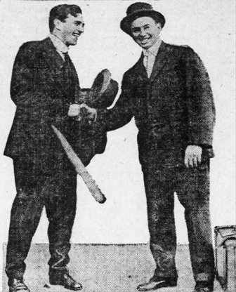 Hooper, left, with Red Sox teammate George "Duffy" Lewis after the 1915 World Series