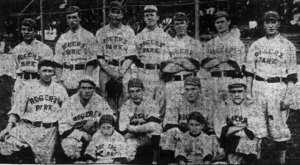 McDonough, middle row, second from left with the Rogers Parks in 1910.