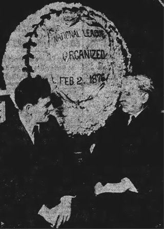 Calvin Stambaugh, right, the last surviving umpire from 1876 and Frank Wilson, a national League umpire from 1923 until his death in 1928.