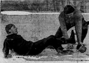 Unidentified Ice Baseball players in 1920 photo.
