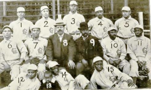 The 1905 Leland Giants--Jimmy Smith is 11.  Others mentioned in the letter: 1-Barton, 2-Mathews, 4-Taylor, 5-Harris, 6-Green, and 10-Binga